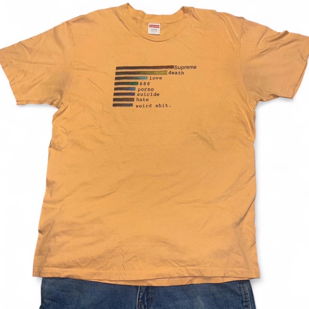 Unique Supreme graphic t shirt Peach Orange color Spring/Summer 2018 collection